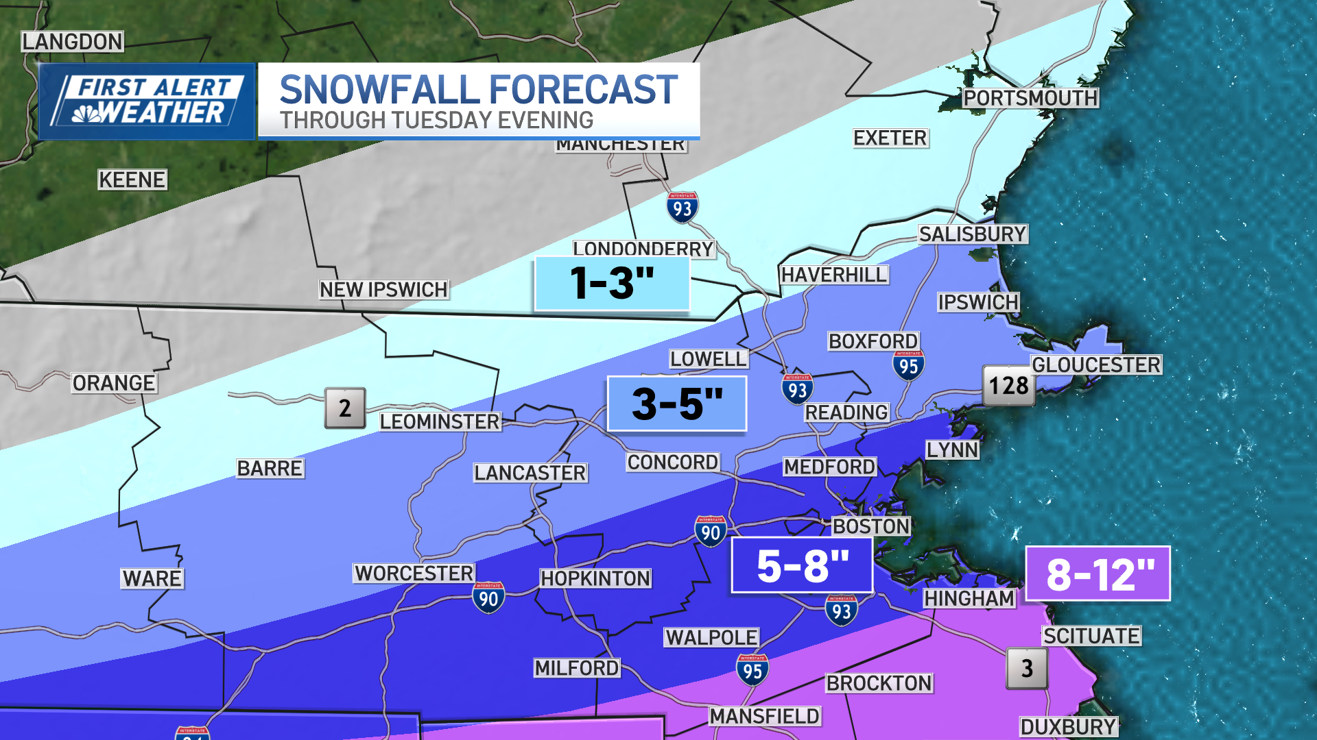 SNOW MAP How much snow will Boston get from Tuesday’s nor’easter