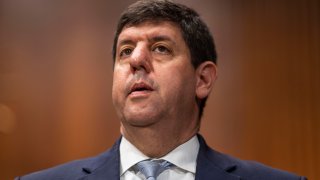 WASHINGTON, DC – MAY 25: Steven Dettelbach, President Joe Bidens nominee to be Director of the Bureau of Alcohol, Tobacco, Firearms and Explosives, at a Senate Judiciary Committee confirmation hearing on Capitol Hill on Wednesday, May 25, 2022 in Washington, DC. A former federal prosecutor, Dettelbach would be the first permanent agency chief for the Bureau of Alcohol, Tobacco, Firearms and Explosive, since 2015, if confirmed by the Senate. (Kent Nishimura / Los Angeles Times via Getty Images)