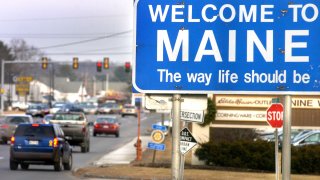 Staff Photo by John Ewing, Monday, December 13, 2004: Traffic is often heavy in Kittery near the shopping centers and outlet malls that line Route One just north of the town.  (Photo by John Ewing/Portland Press Herald via Getty Images)