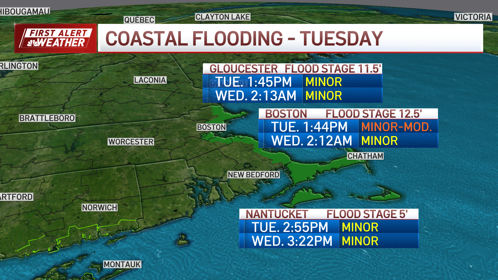 Boston, MA weather nor'easter arrives Tues. morning, 6-12 inches