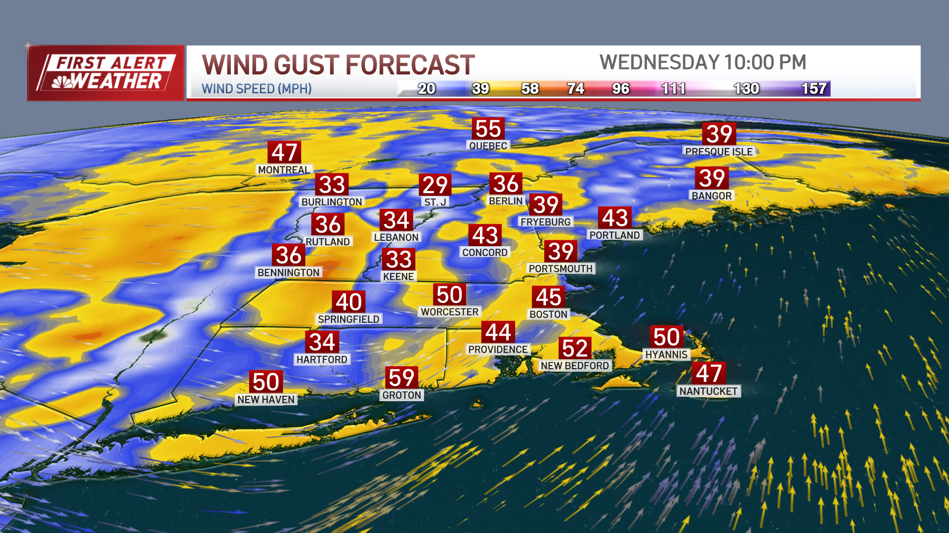 Boston, MA weather rain, gusty winds Wed. could cause power outages
