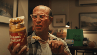 The peanut butter scene in the “Don’t Forget Uber Eats” 2024 Super Bowl commercial.