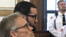 Emanuel Lopes moments after being found guilty of murder in the death of Weymouth Police Sgt. Michael Chesna. Lopes was also found guilty of second-degree murder in the killing of Vera Adams during a hearing in Norfolk Superior Court on Friday, Feb. 16, 2024.