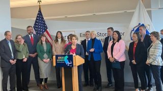 Gov. Maura Healey outlined her proposal for a cumulative $2 billion investment in the state’s life sciences industry and the emerging climate tech field during a press conference in Somerville on Feb. 29, 2024.