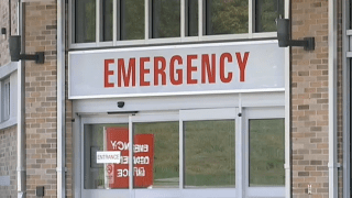 An emergency room entrance at a Steward Health Care-run hospital in Massachusetts.