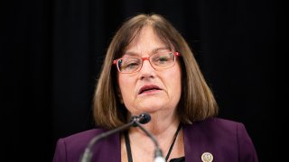 BALTIMORE – MARCH 2: Chair of the New Democrat Coalition Rep. Annie Kuster, D-N.H., speaks during the New Democrat Coalition news conference at the House Democrats 2023 Issues Conference in Baltimore, Md., on Thursday, March 2, 2023.