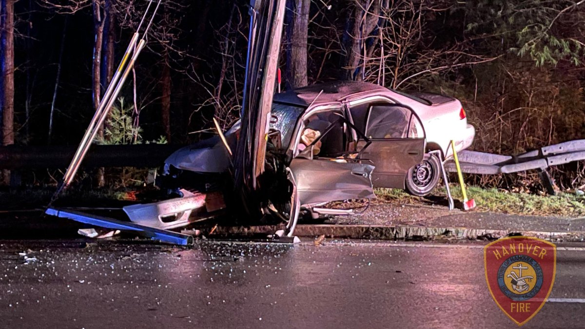 Hanover crash takes out power, sends 1 to hospital – NBC Boston