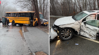 Driver charged in crash involving school bus in Barre, Mass.