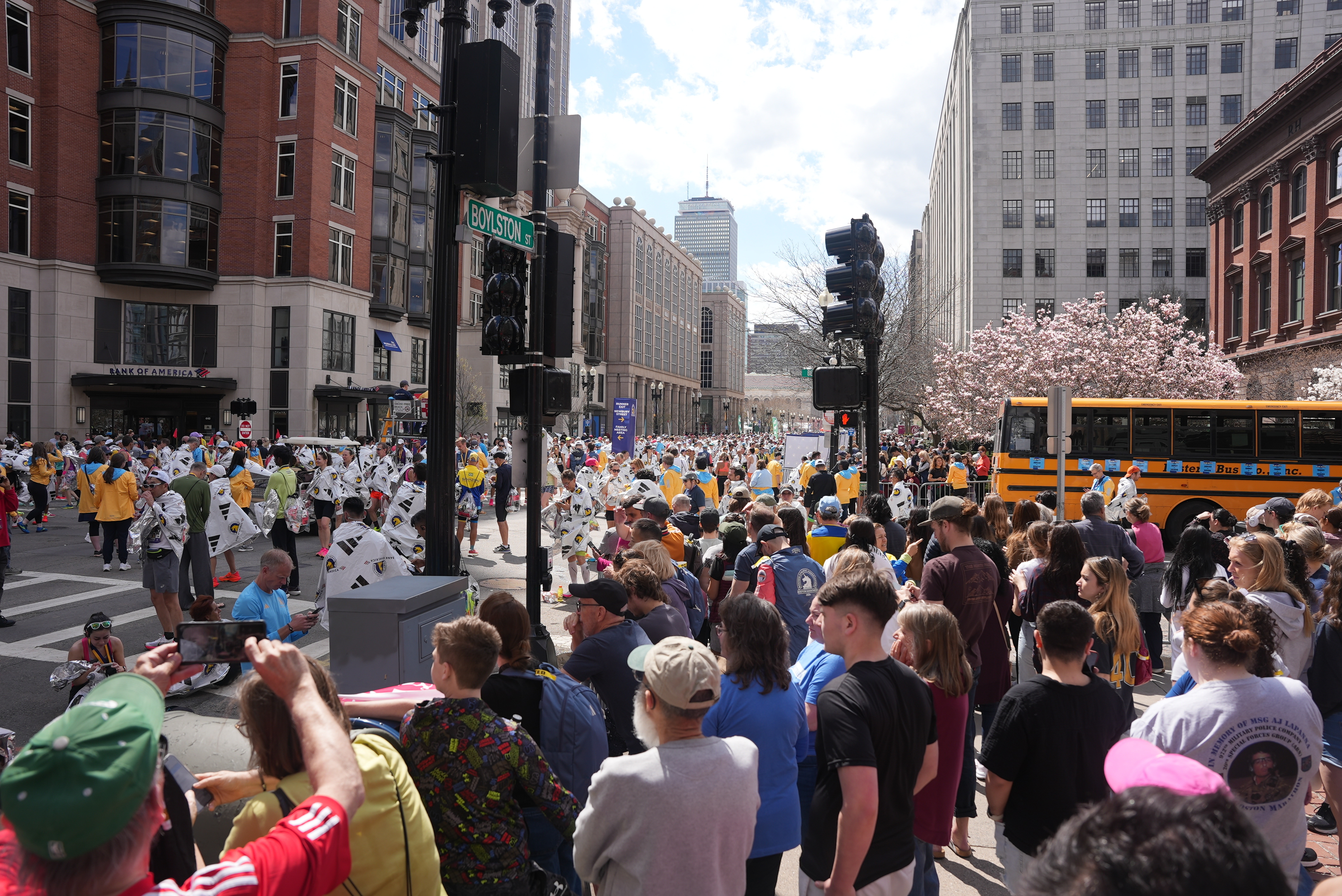 The scene in Back Bay near the Boston Marathon finish line on Monday, April 15, 2024.