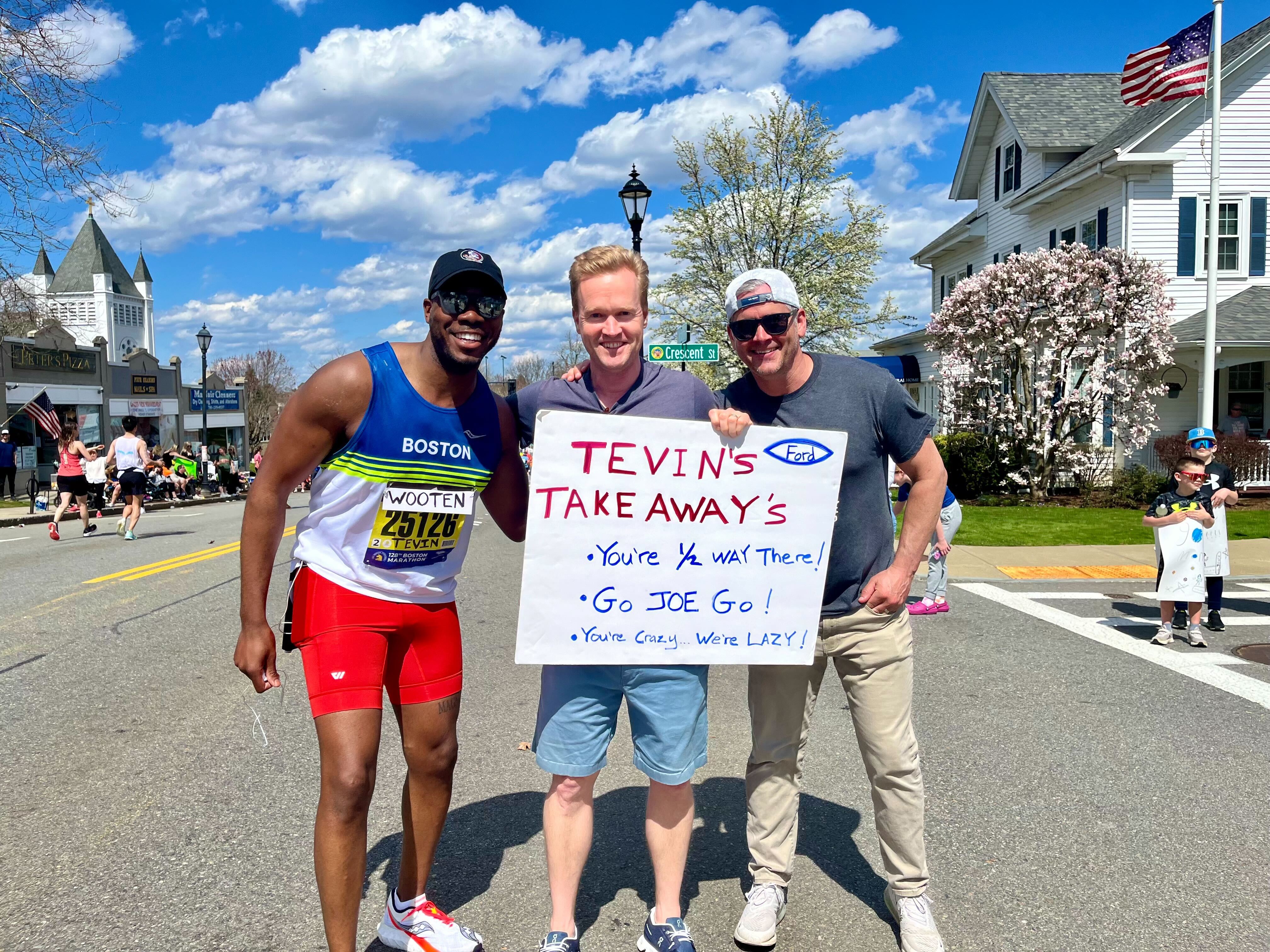 2024 Boston Marathon Tevin Wooten runs the Boston Medical Center NBC