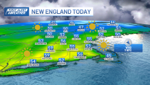 A map of New England showing high temperatures across the region on Thursday, April 25, 2024.