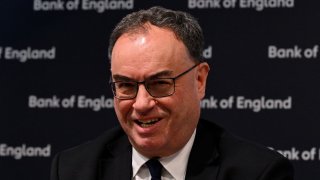 Bank of England Governor Andrew Bailey addresses the media during the central bank’s Monetary Policy Report press conference at the Bank of England, in London, Britain, on February 1, 2024. 