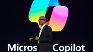 Satya Nadella, chief executive officer of Microsoft Corp., speaks during a company event on AI technologies in Jakarta, Indonesia, on April 30, 2024.