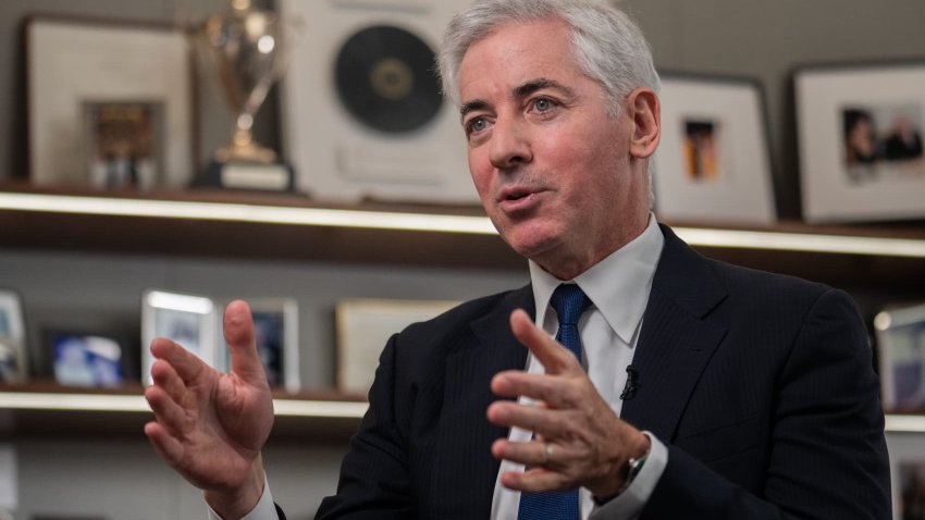 Bill Ackman, CEO of Pershing Square Capital Management, speaks during an interview for an episode of “The David Rubenstein Show: Peer-to-Peer Conversations,” in New York on Nov. 28, 2023.