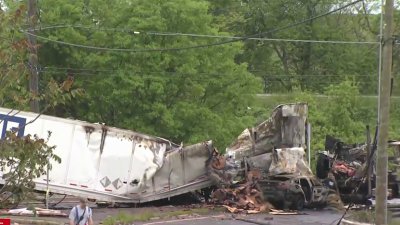 1 dead in fiery crash involving tractor-trailer and car in New Haven