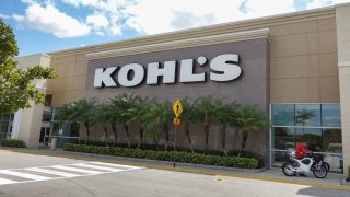 A Kohl’s department store sign hangs outside the building on March 12, 2024 in Miami, Florida. Shares of Kohl’s fell as it posted a drop in same-store sales in the fourth quarter. 