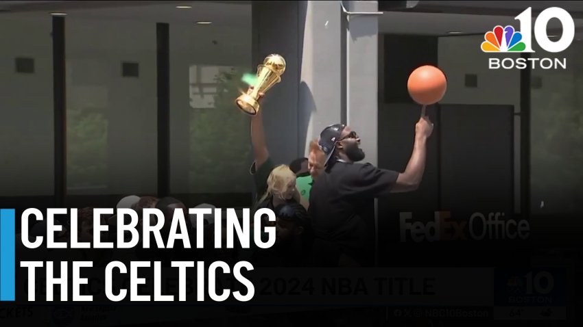 City lights up to celebrate the Celtics