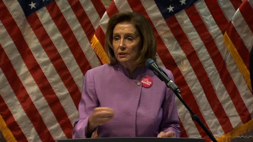 Rep. Nancy Pelosi (D) California speaks at the podium