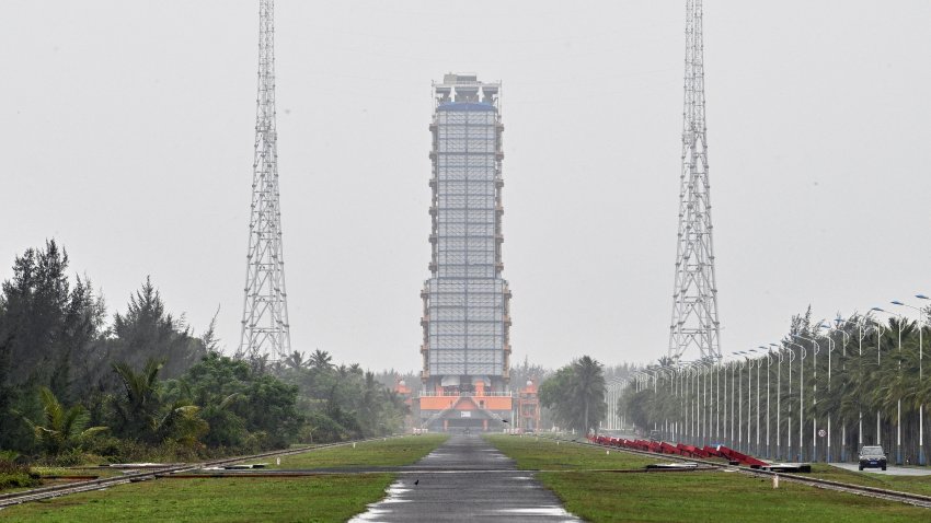 File. A general view shows the launch platform for the Chang’e-6 mission of the China Lunar Exploration Programme at the Wenchang Space Launch centre in southern China’s Hainan Province on May 2, 2024.