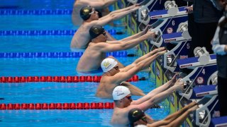 Ryan Murphy competes in the Men’s 200-meter backstroke during the U.S. Olympic Swimming Team Trials on June 19, 2024 at Lucas Oil Stadium in Indianapolis, Indiana.