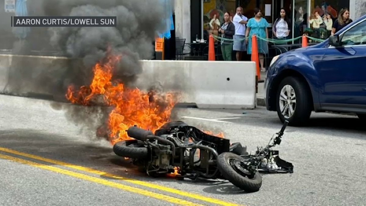 Fiery crash in Lowell leaves moped operator with severe burns NBC Boston