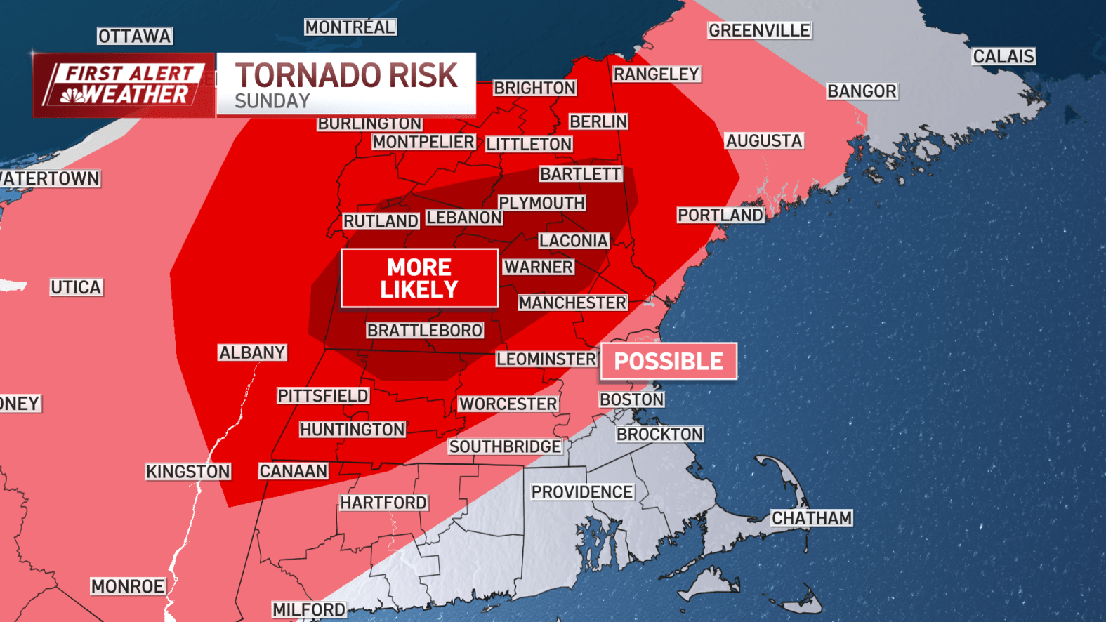 Sunday tornado threat in MA, New England NWS info NBC Boston