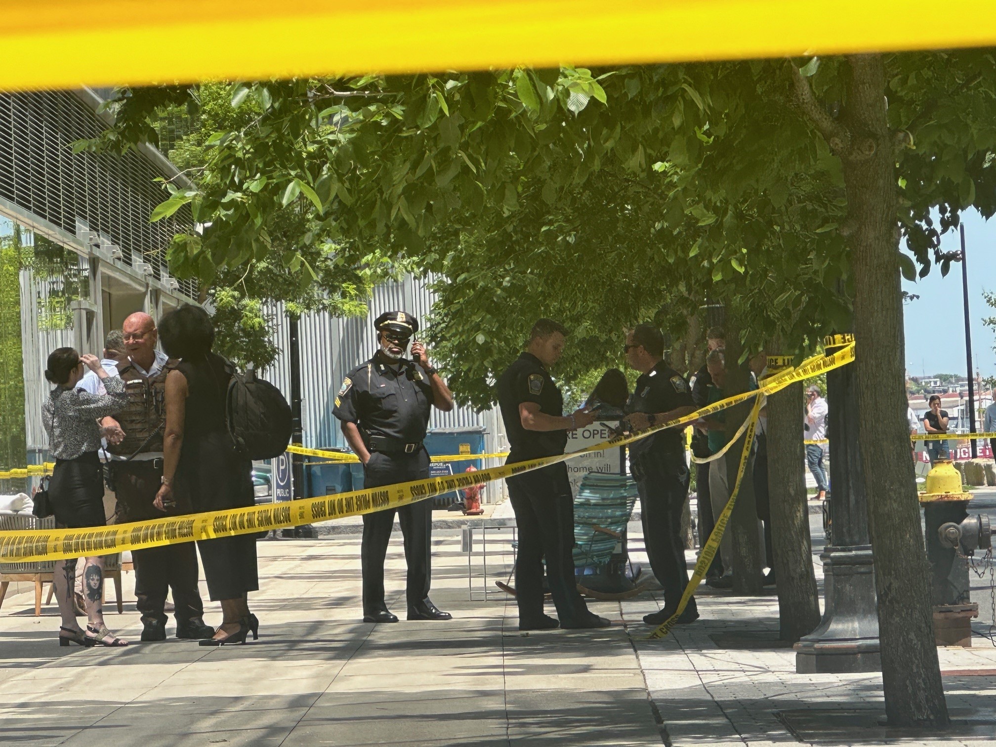 Boston police at the scene of a shooting in the Seaport District on Thursday, June 13, 2024.