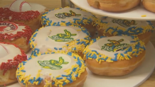 Savannah Bananas themed donuts at Dunkin'