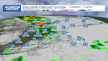 An image from radar showing a storm moving into New England the night of Thursday, June 6, 2024.