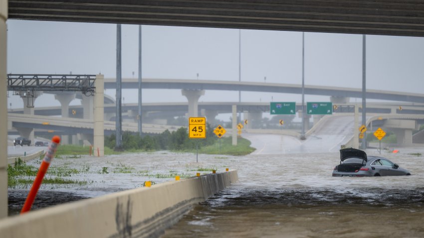 Flooded road in Houston