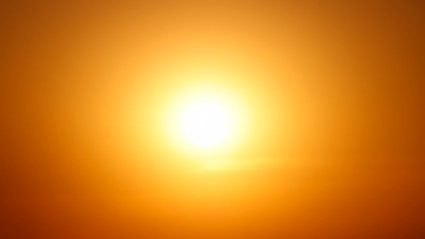 Heat wave of extreme sun and sky background. Hot weather with global warming concept. Temperature of Summer season.