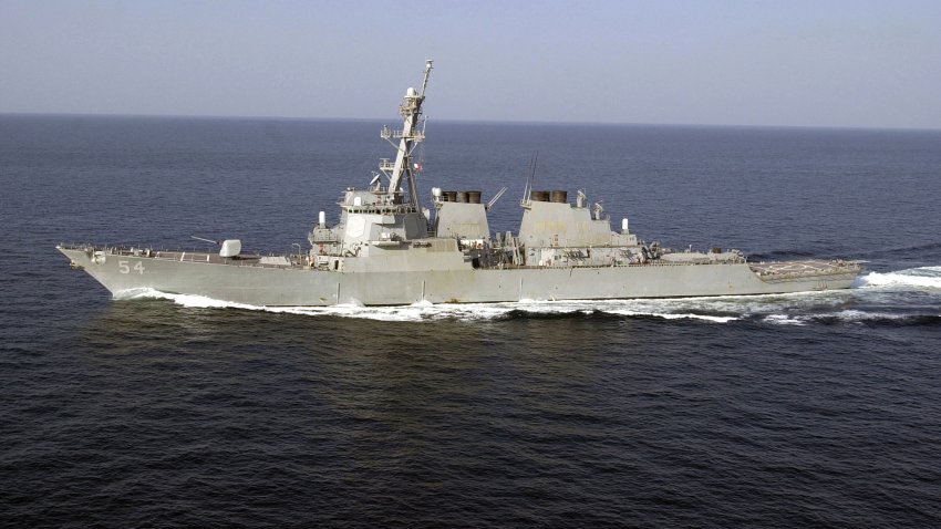 397557 09: The Aegis-class destroyer USS Curtis Wilbur sails November 18, 2001 in support of Operation Enduring Freedom. (Photo by Ted Banks/US Navy/Getty Images)