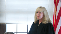 Judge Beverly Cannone in court before reading instructions to the jury in the Karen Read murder trial on Monday, July 1, 2024.