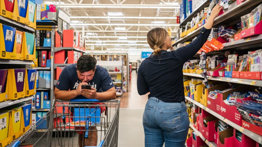 Customers shop at a Walmart store on August 04, 2021 in Houston, Texas.