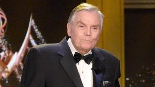 FILE - Host Peter Marshall appears at the 45th annual Daytime Emmy Awards at the Pasadena Civic Center on Sunday, April 29, 2018, in Pasadena, Calif. Marshall, who spent 16 years as host of “The Hollywood Squares,” has died at 98.