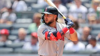 BRONX, NY – JULY 06:  Wilyer Abreu #52 of the Boston Red Sox at bat during the first inning of  the game against the New York Yankees on July 6, 2024 at Yankee Stadium in the Bronx, New York.  (Photo by Rich Graessle/Icon Sportswire via Getty Images)