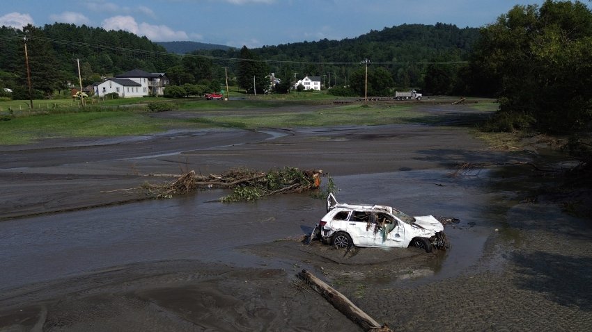 Lyndonville, VT – July 30: Aftermath of flash flooding on Red Village Road. (Photo by Danielle Parhizkaran/The Boston Globe via Getty Images)