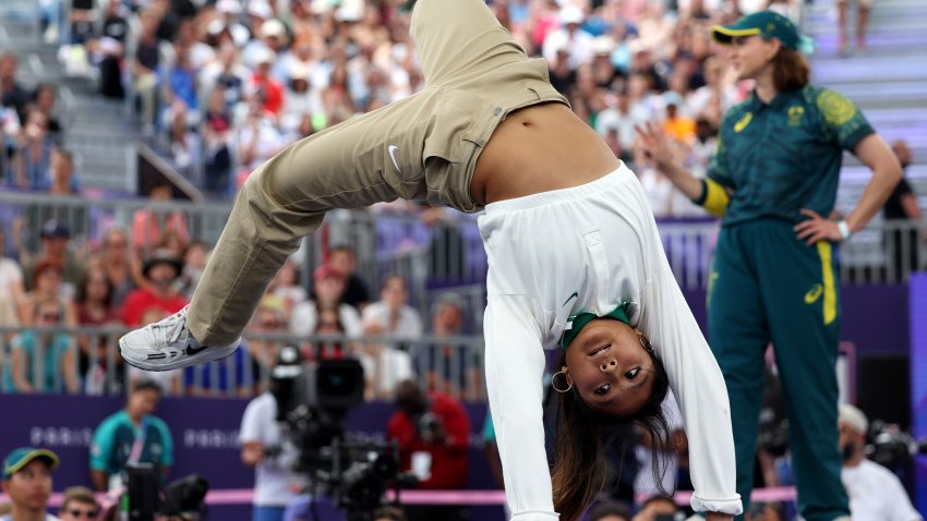 USA's Logan Edna performing at the Paris Olympics.