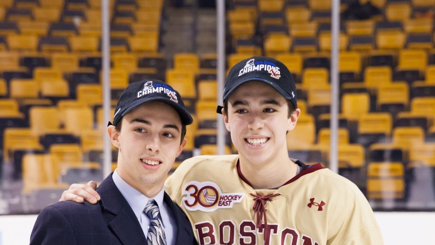 Brothers Johnny Gaudreau #13 and Matthew Gaudreau