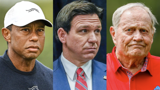 Tiger Woods, Ron DeSantis and Jack Nicklaus