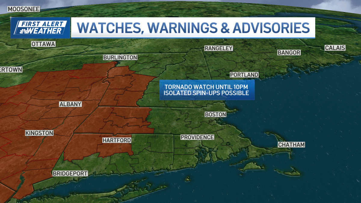 Tornado watch issued for parts of MA, CT, VT has been lifted – NBC Boston