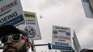 Striking Boeing workers hold rally at the Boeing Portland Facility on September 19, 2024, in Portland, Oregon. 