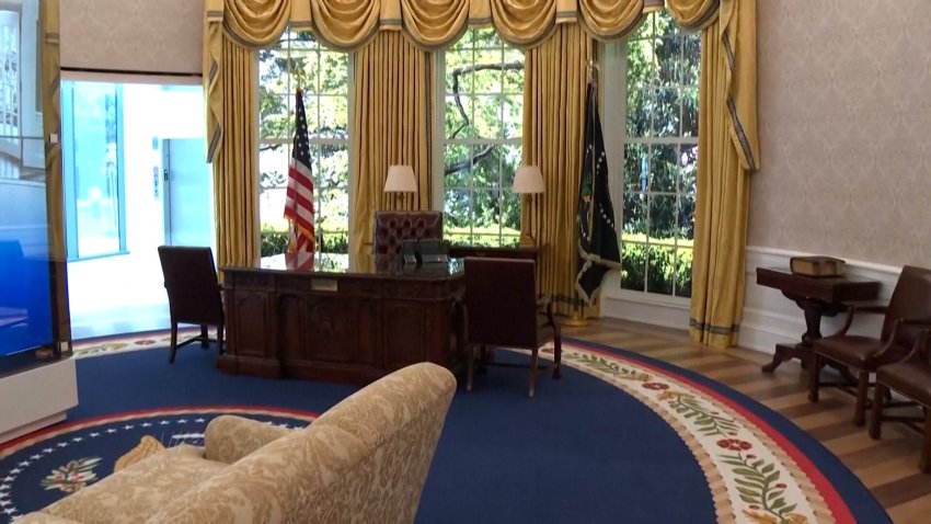 A replica Oval Office at a new White House museum