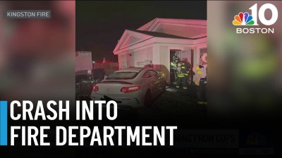 Car crashes into fire station while fleeing police, authorities say