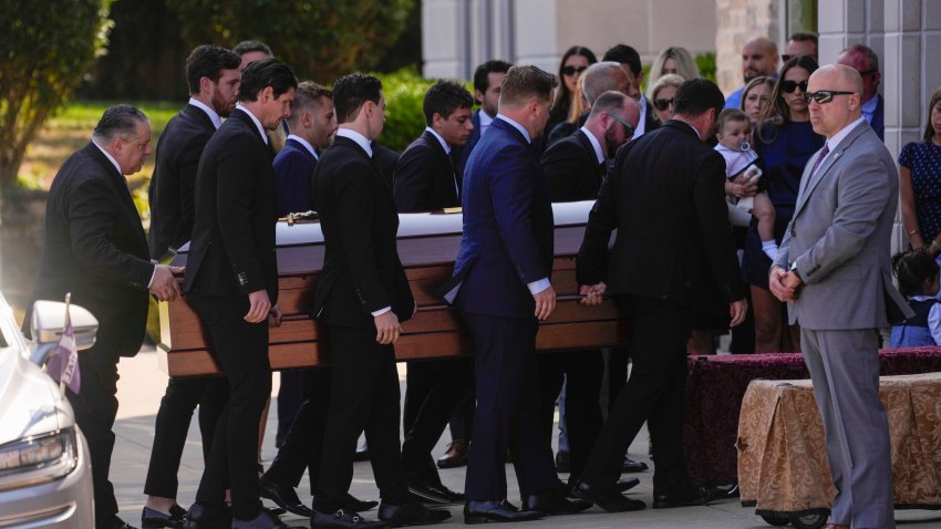 The remains of Columbus Blue Jackets hockey player John Gaudreau his and his brother Matthew's funeral