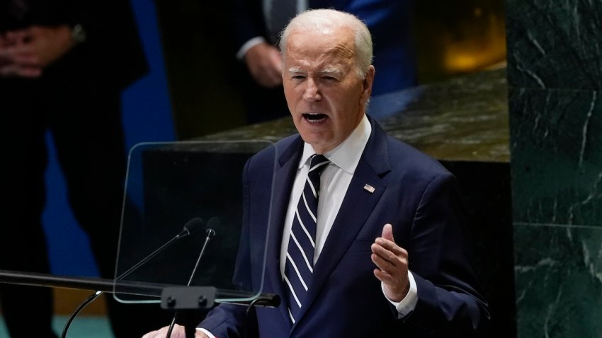 United States President Joe Biden addresses the 79th session of the United Nations General Assembly, Tuesday, Sept. 24, 2024, at UN headquarters.