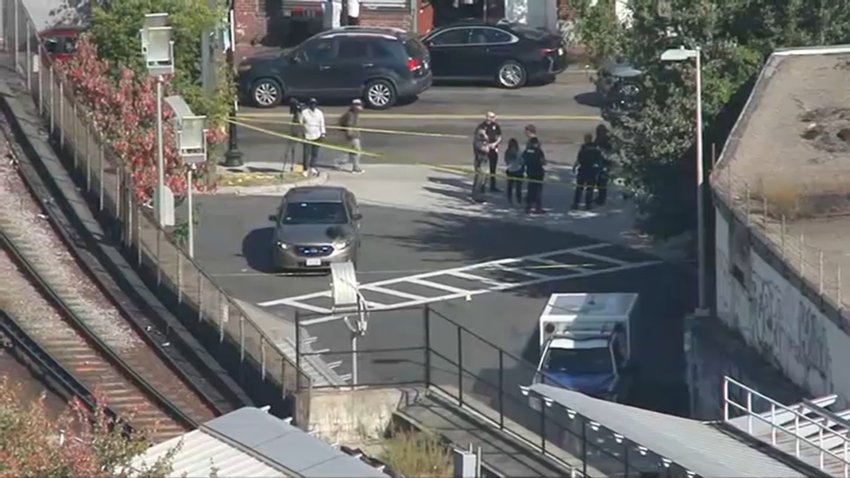 Boston police say a person was stabbed on Dorchester Avenue near the Fields Corner MBTA station on Wednesday.