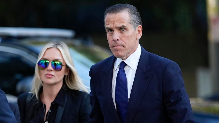 Hunter Biden, right, and his wife Melissa Cohen Biden, arrive in federal court for jury selection for his trial on felony tax charges Thursday, Sept. 5, 2024, in Los Angeles.