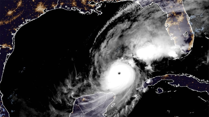 A NOAA satellite image of Hurricane Milton on Oct. 8, 2024.