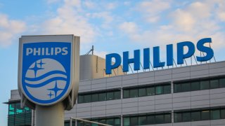 Philips office building in Warsaw, Poland on July 29, 2021.  (Photo by Beata Zawrzel/NurPhoto via Getty Images)